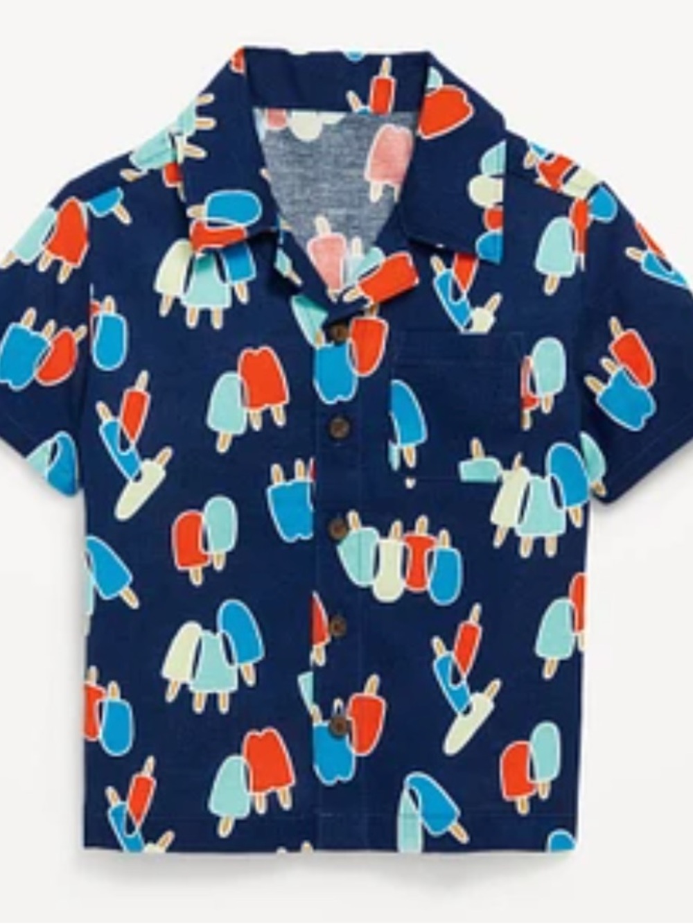 Old Navy Navy Short Sleeve Button-Up with Popsicle Print Toddler Boy 4T NWT